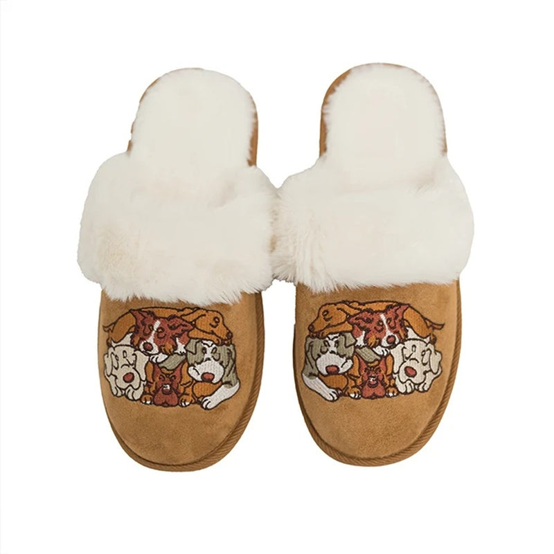 Cuddle Puddle Dog Faux Fur Suede Slippers