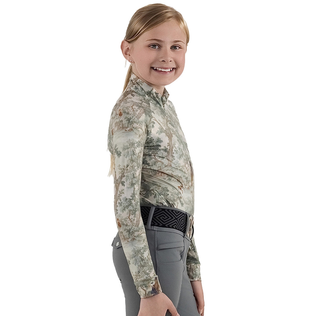 Dapplebay Kids Hunt Tapestry 1/4 Zip LS Riding Top