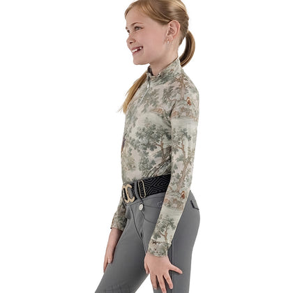Dapplebay Kids Hunt Tapestry 1/4 Zip LS Riding Top