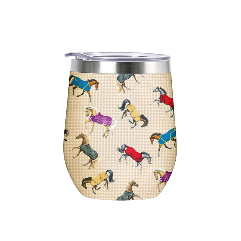 Awst Int'l Lila Horses in Blankets Wine Tumbler