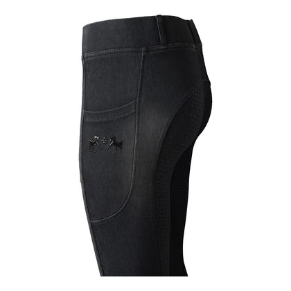 Equine Couture Ladies Denim FS Tights with Phone Pocket