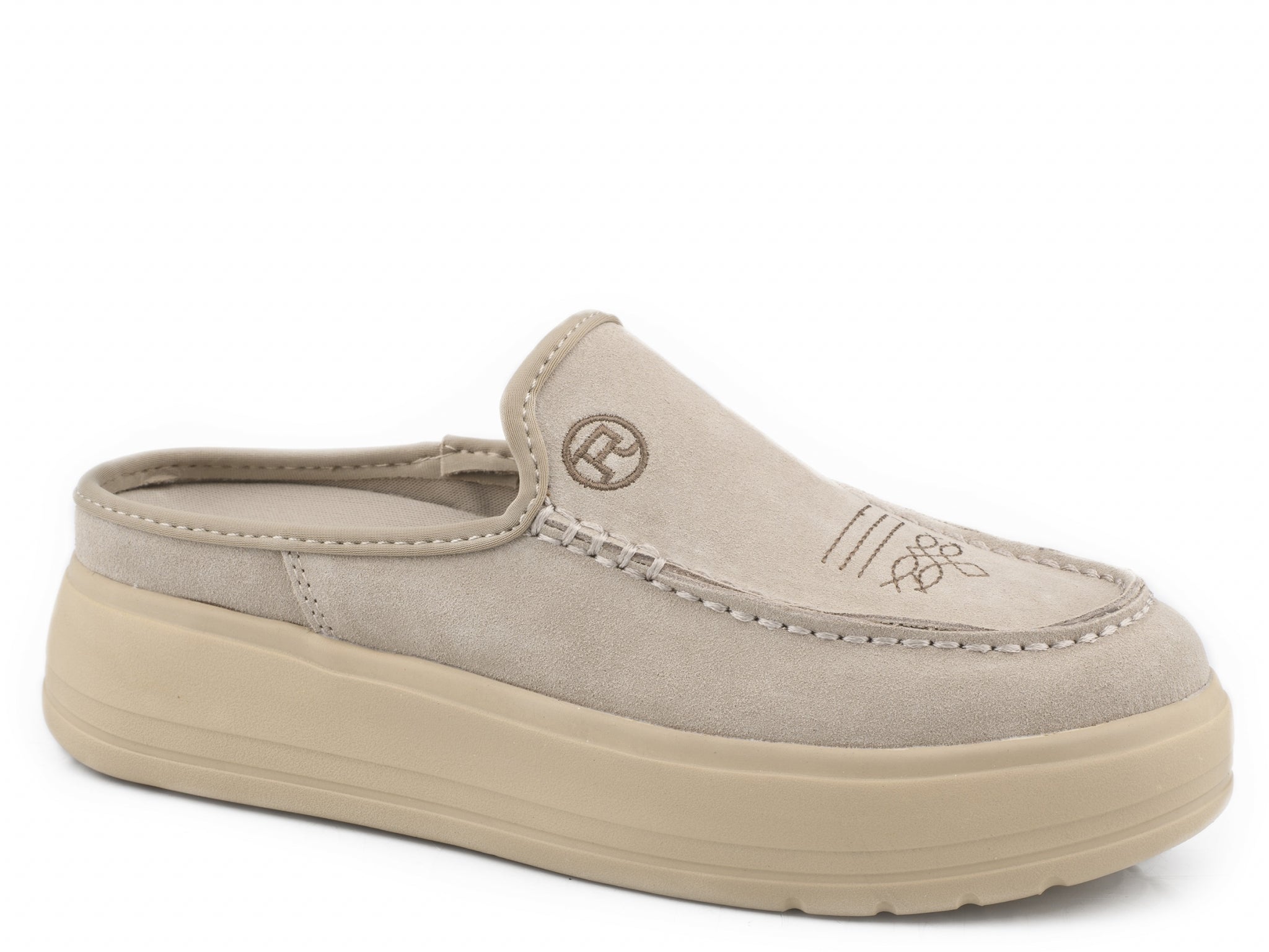 Roper Ladies Beige Cow Suede Sport Mule Shoes
