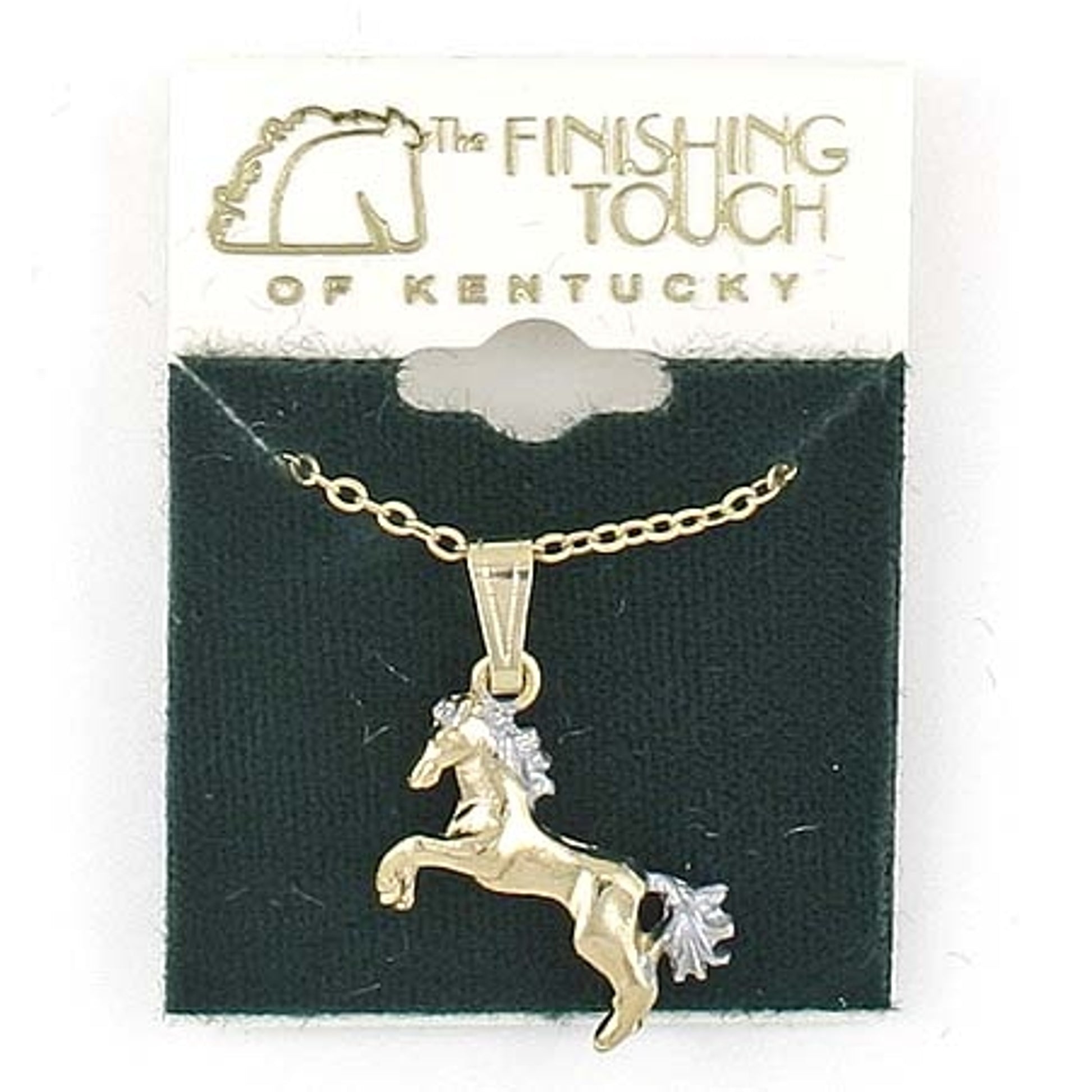 Finishing Touch Rearing Horse Necklace 18in Silver
