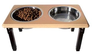 Posturepro Adj Double Diner Dish For Dogs 3 Qt oak