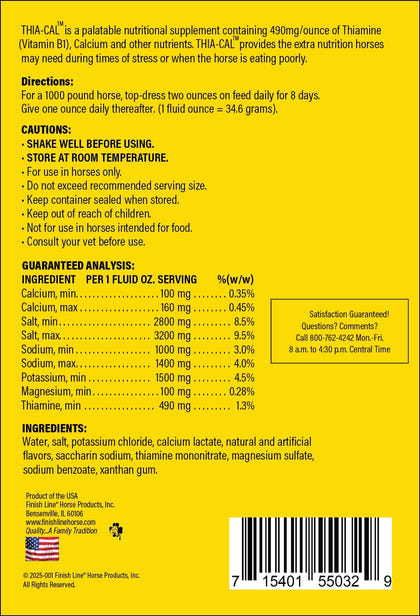 Thia-Cal Liquid B1 Supplement For Horses