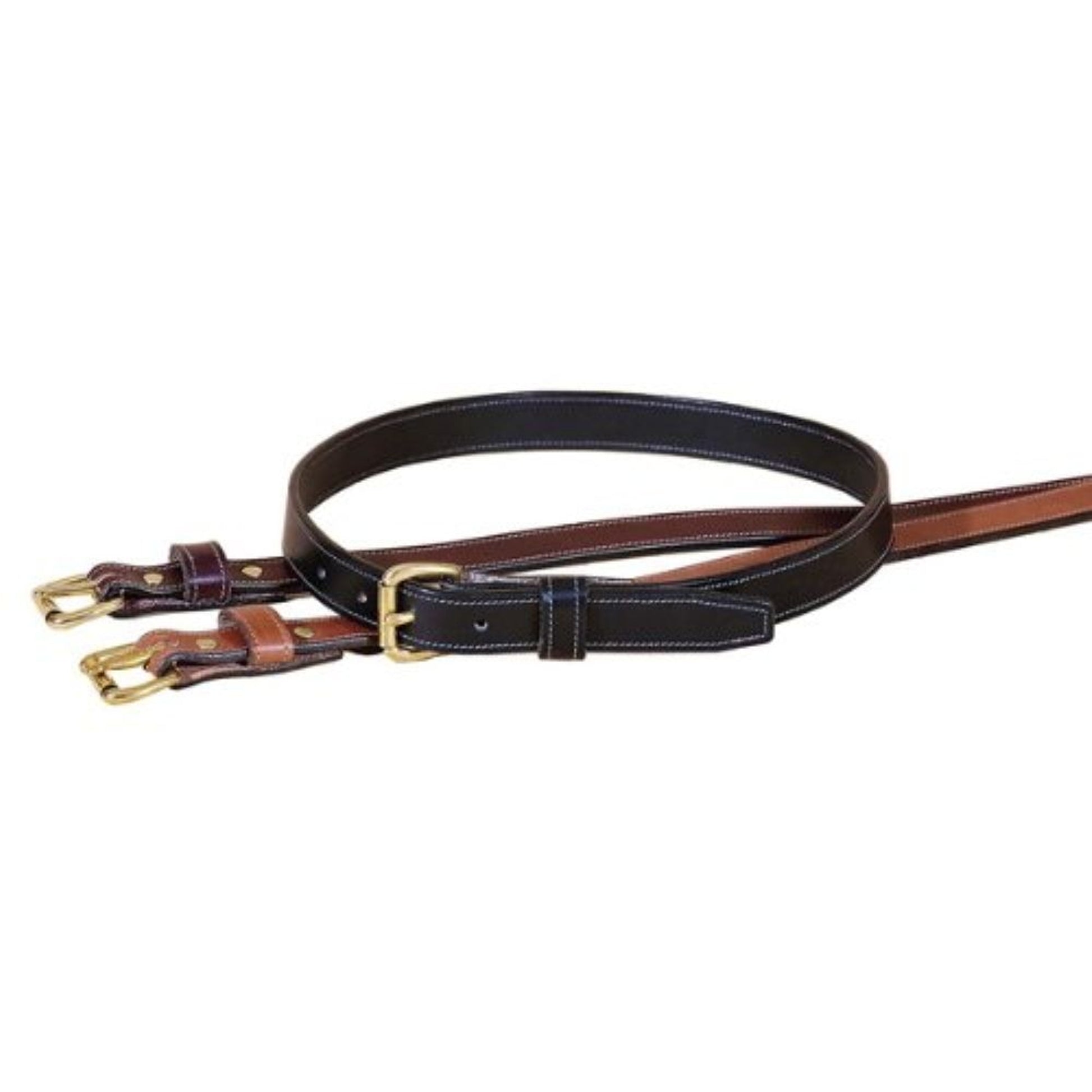 Tory 1In Stitched Belt With Brass Buckle 26 Brn/Nick