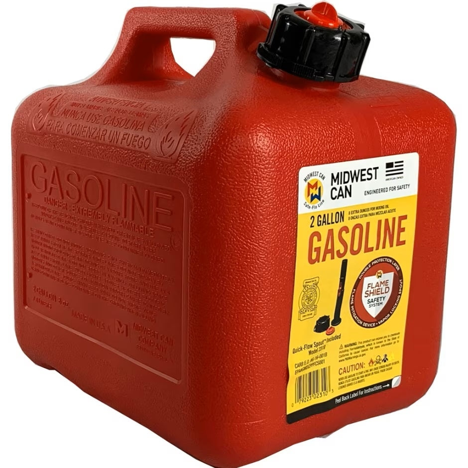 Spill Proof Poly Gas Can 2 Gallon Red