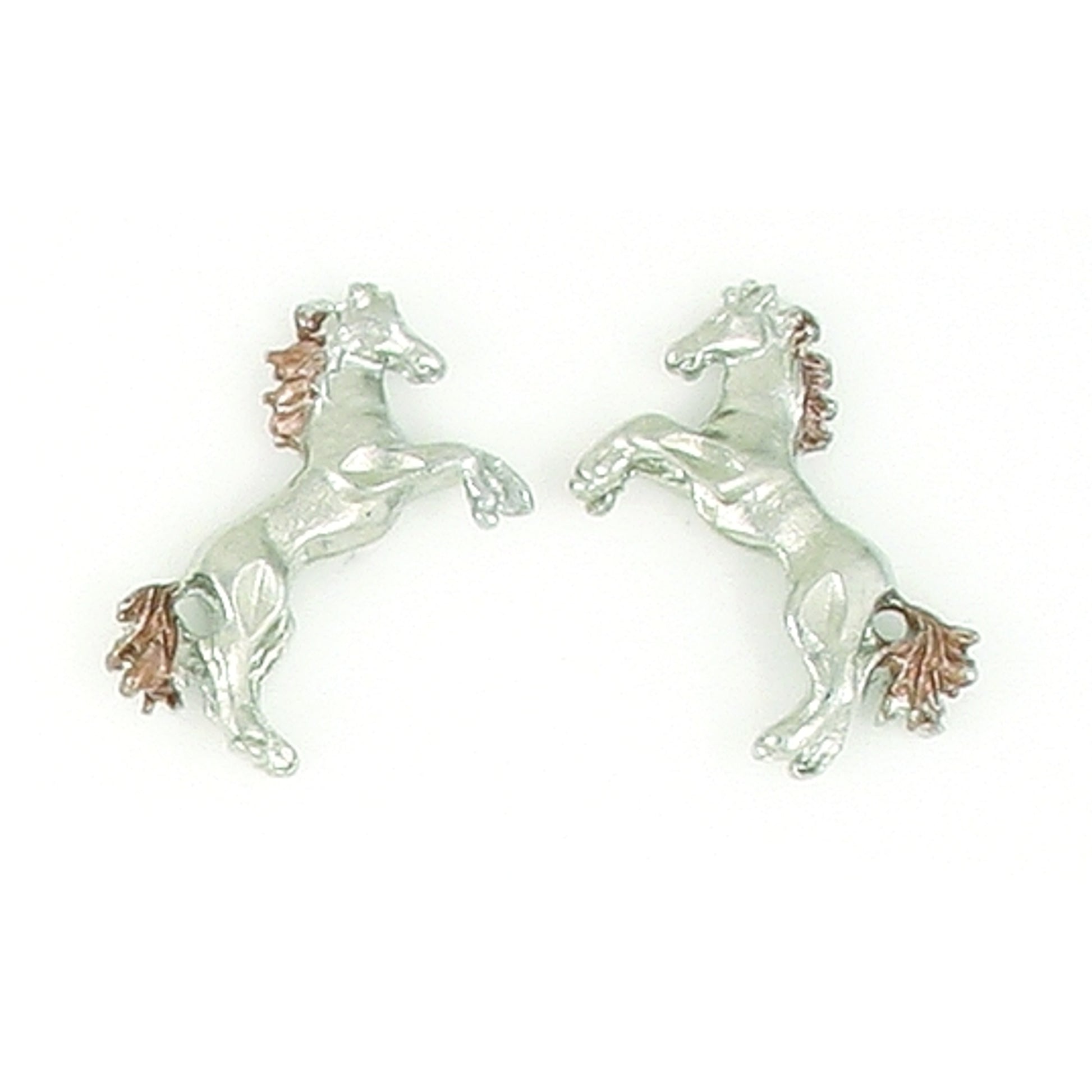 Finishing Touch 2-Tone Rearing Horse Earrings