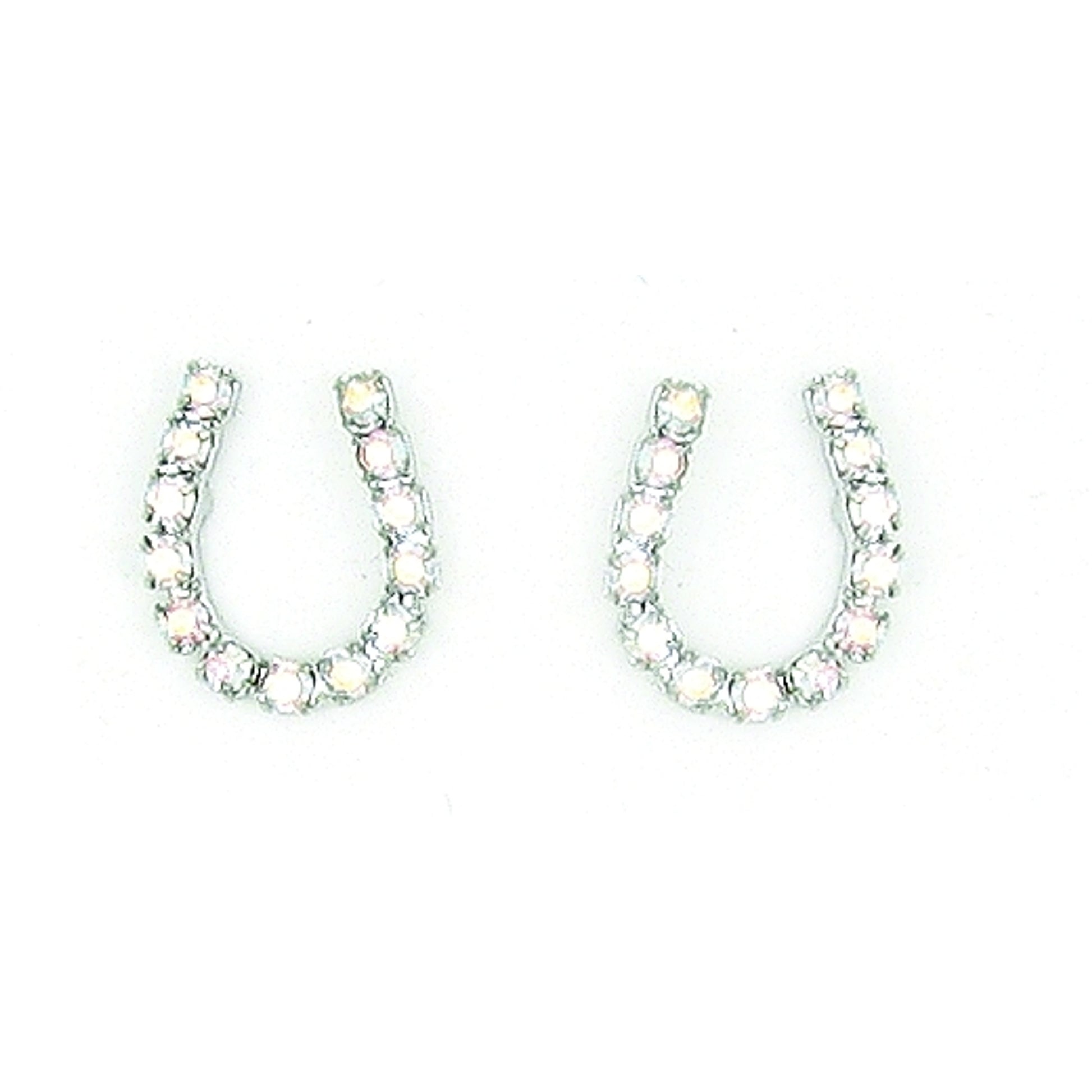 Finishing Touch Rhinestone Horseshoe Earrings - Aurora Borealis
