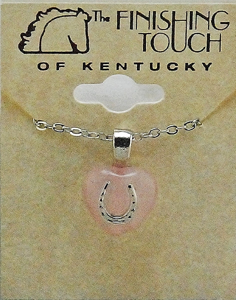 Finishing Touch 12 mm Heart with Horseshoe Necklace - Rose Quartz