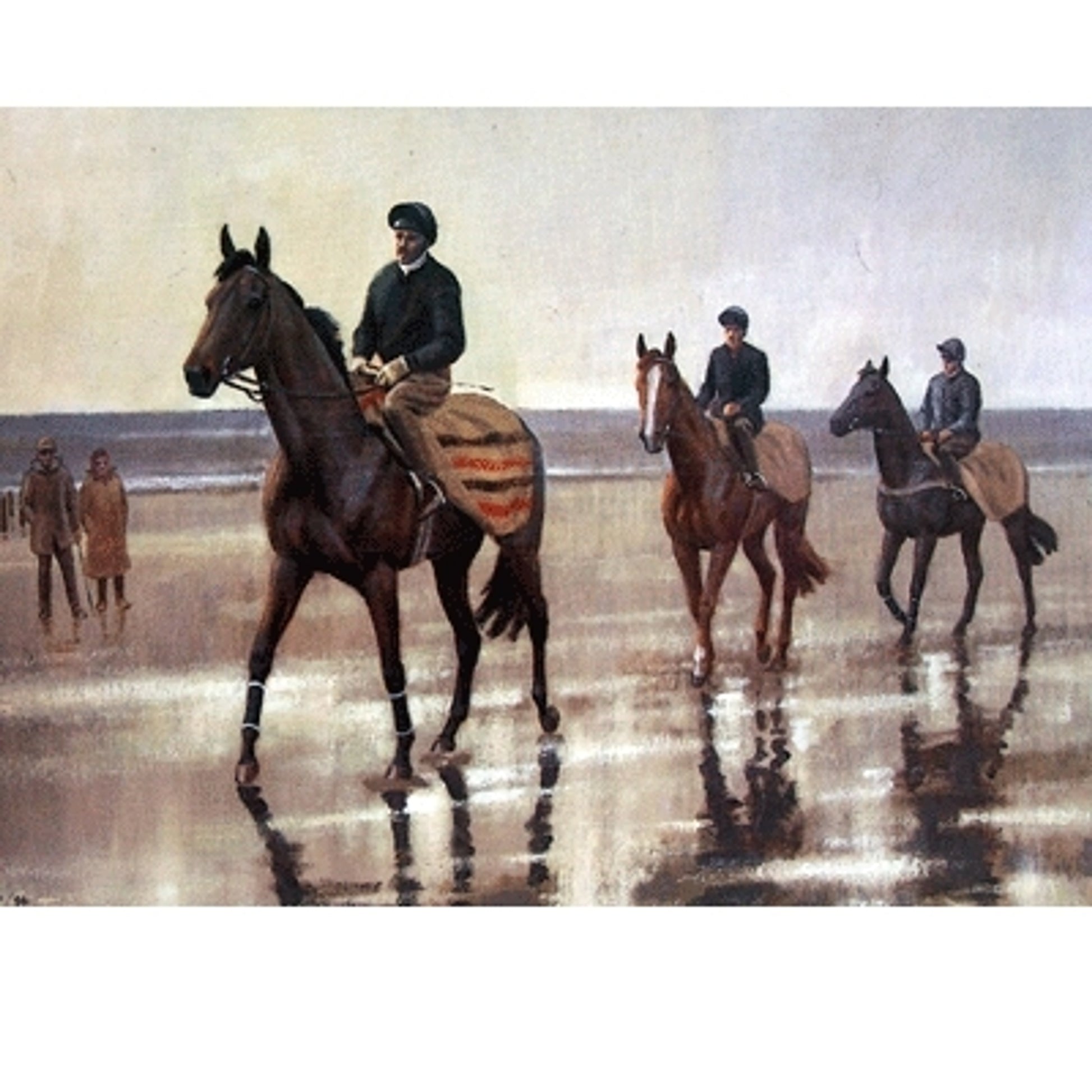 On the Sands (Horse Racing) Blank Greeting Cards - 6 Pack