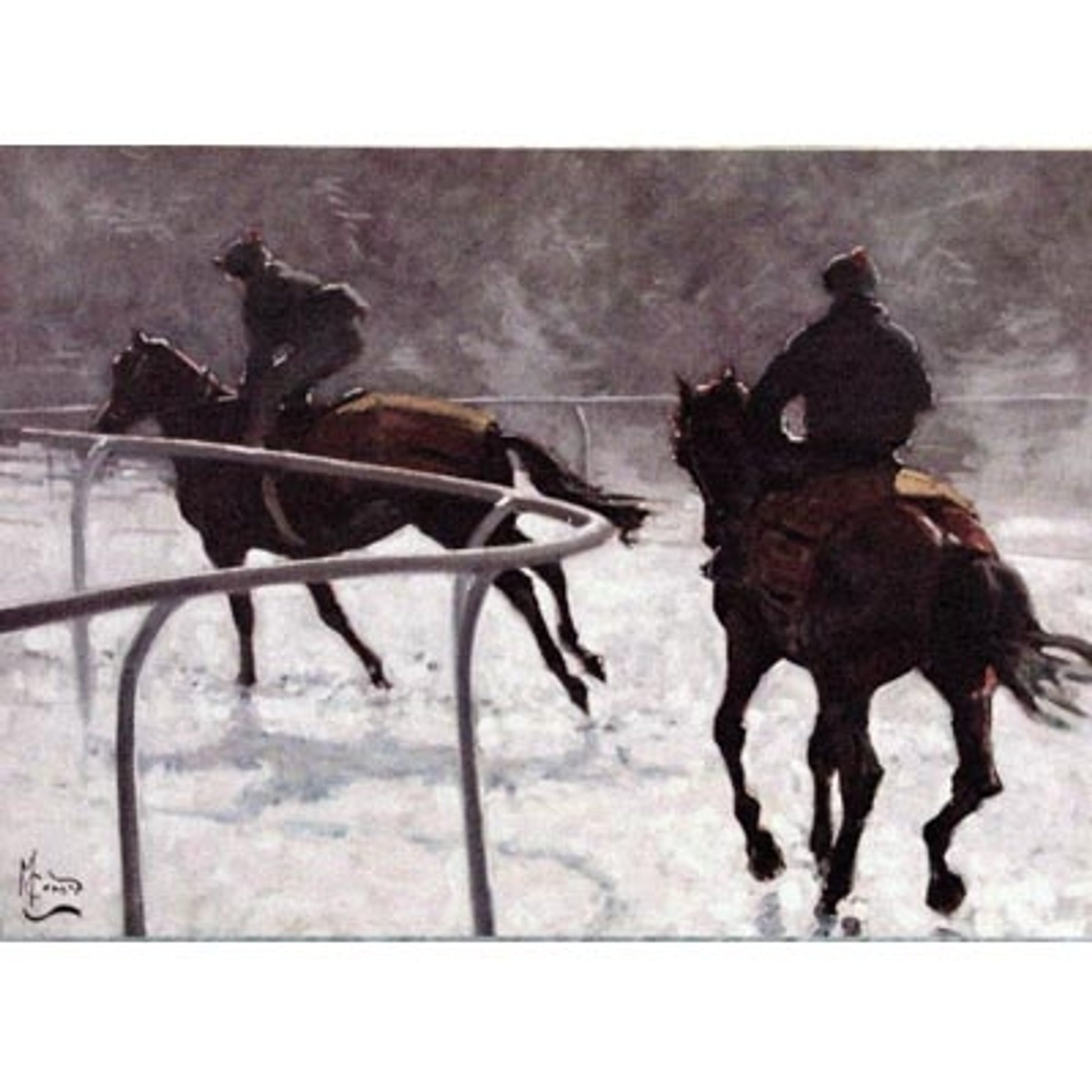 Horse Racing - Frosty Gallops Blank Greeting Cards - 6 Pack