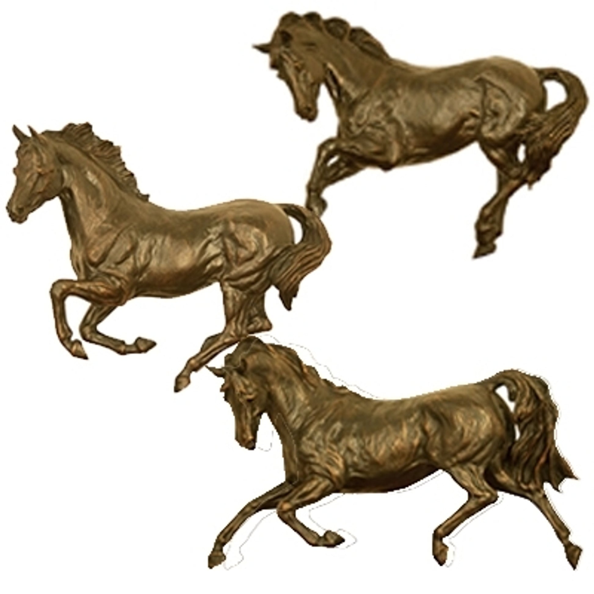 Horse Wall Sculptures - Set of 3