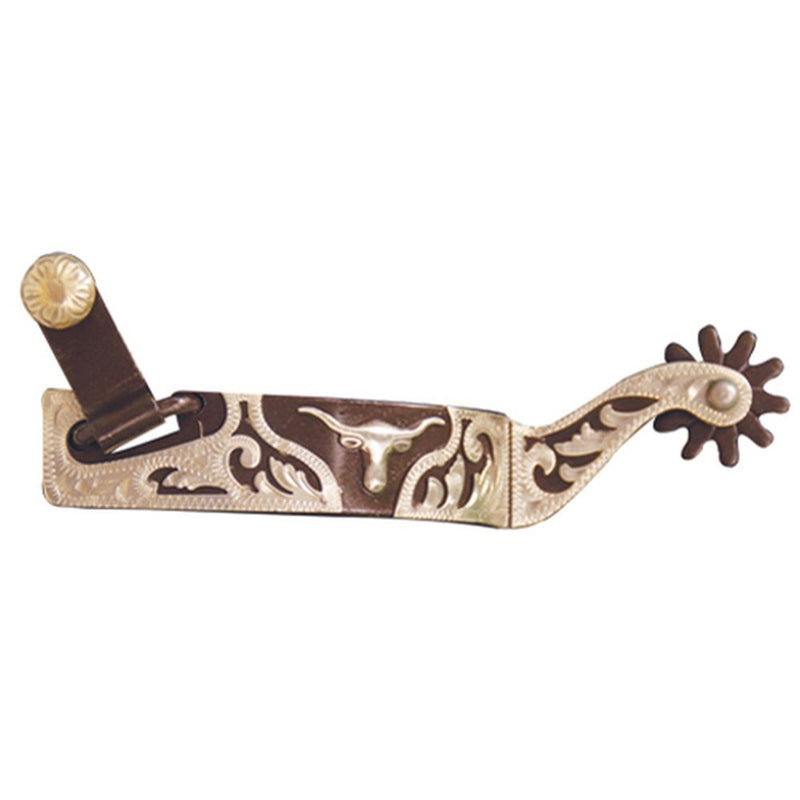 Western Show Spur with Silver Steer/Overlay