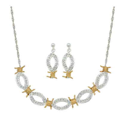 MontanaSilver Xoxo Crystal Barbed Wire Jewelry Set