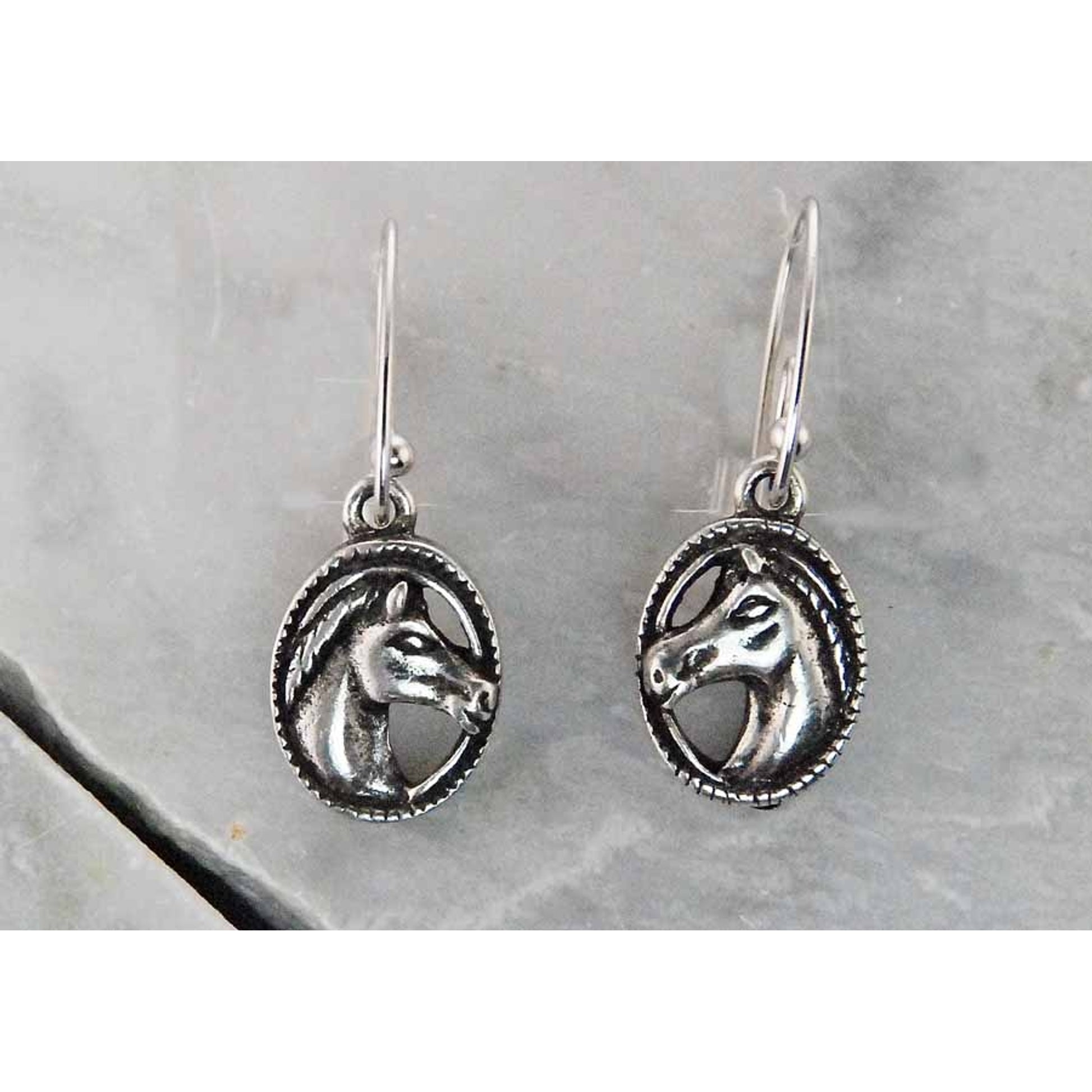 Finishing Touch Horse Head in Oval Earring French Wire Earrings