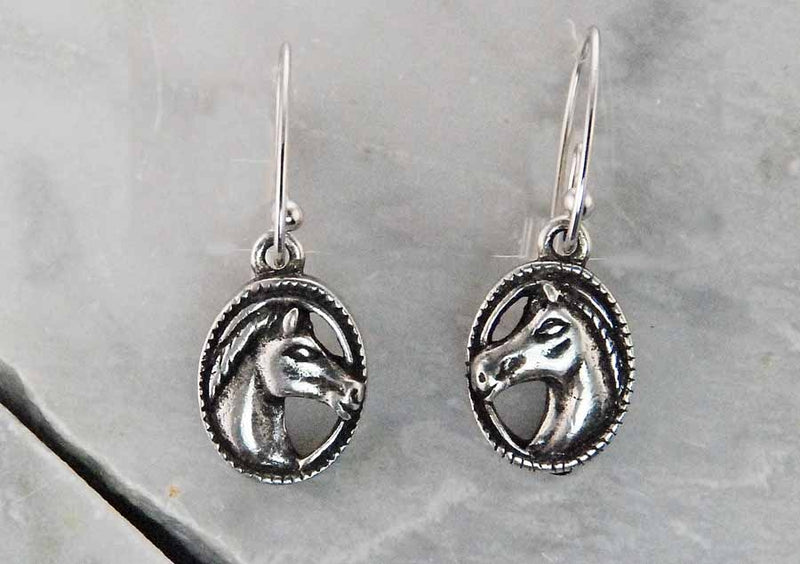 Finishing Touch Horse Head in Oval Earring French Wire Earrings