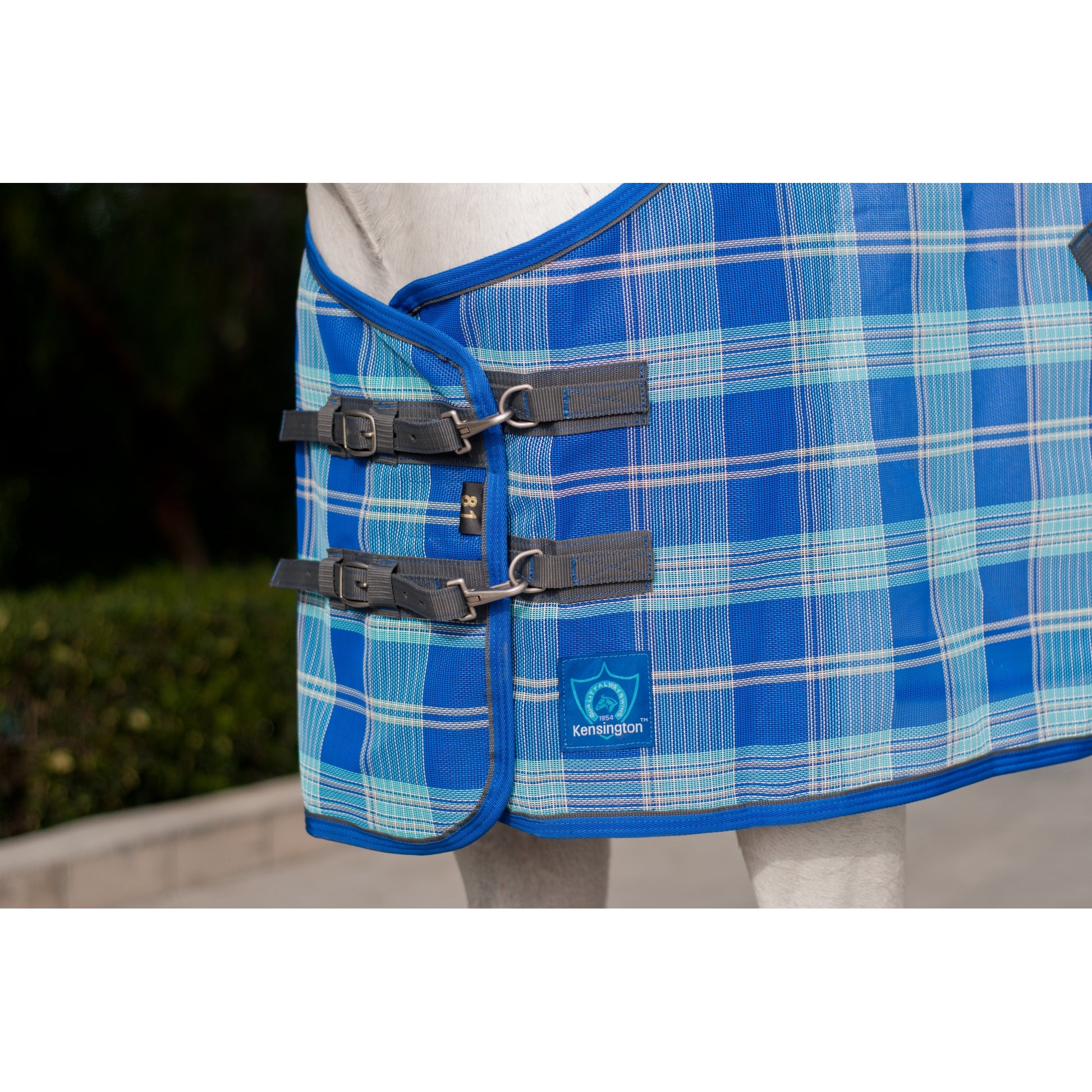 OPEN BOX - Kensington Platinum Protective Fly Sheet With Surefit Cut - 84" - Black Ice Plaid