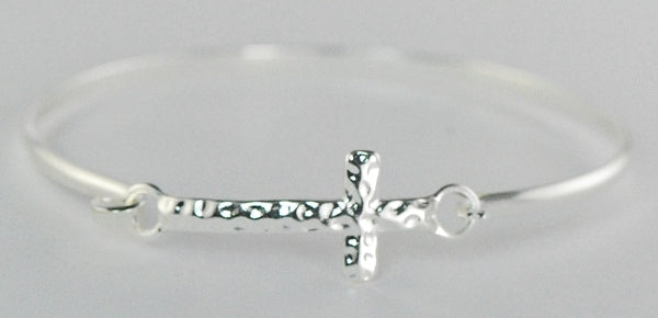 Finishing Touch Hammered Cross Bangle Bracelet