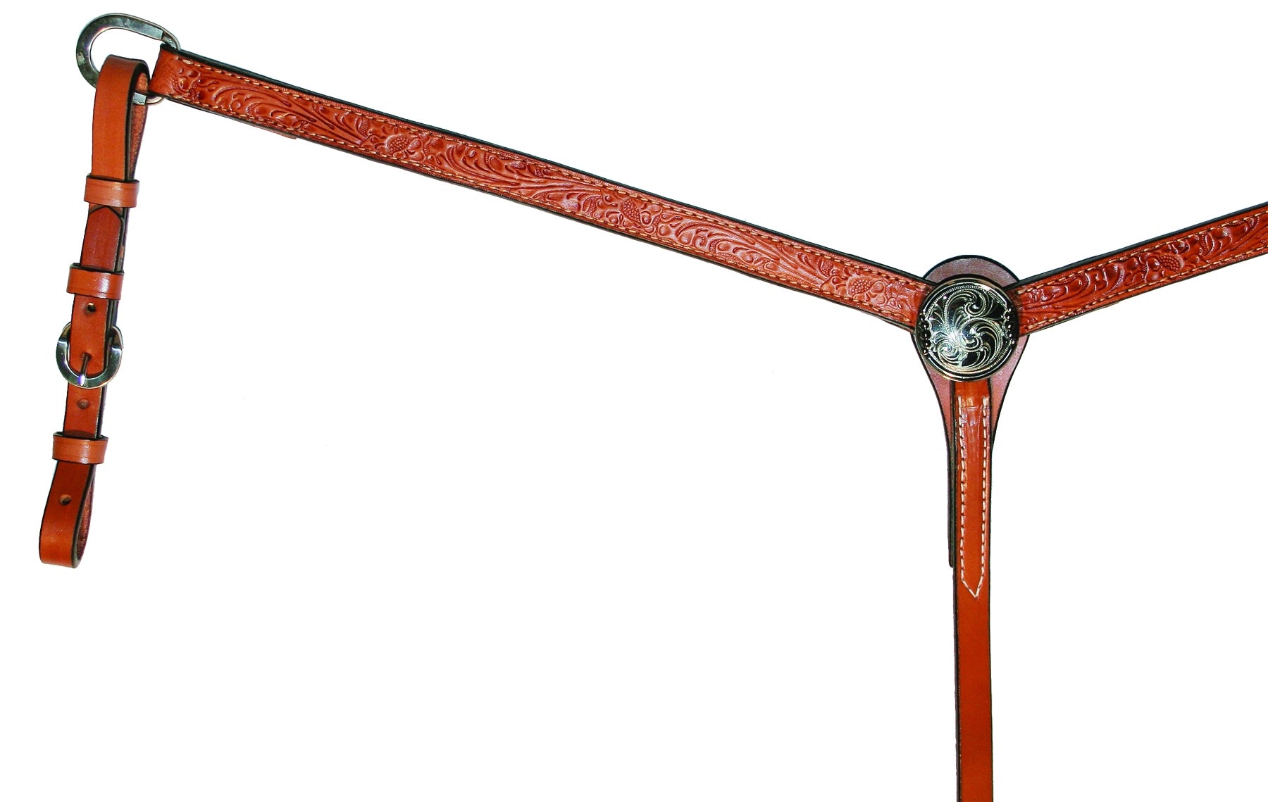 Circle Y Straight Floral Gunmetal Breast Collar