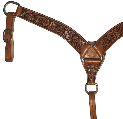 Circle Y Roper Lily Floral Tooled Breast Collar