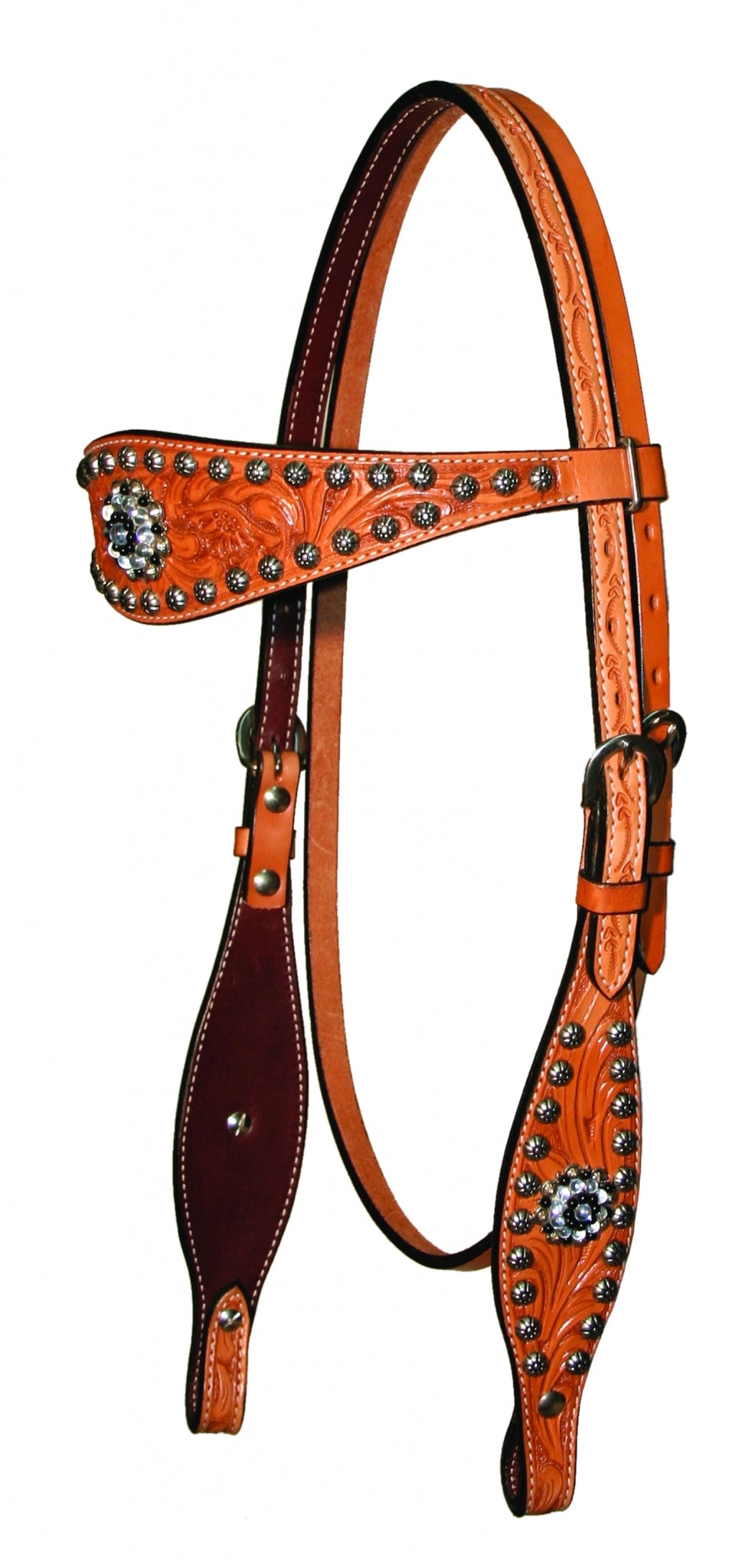 Circle Y Flared Browband Crystals & Spots Headstall