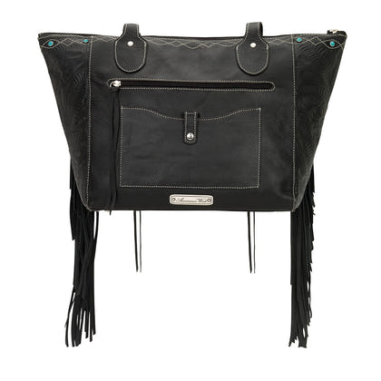 AMERICAN WEST Canyon Creek Zip-Top Fringe Tote - Tan
