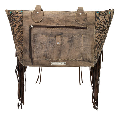 AMERICAN WEST Canyon Creek Zip-Top Fringe Tote - Tan