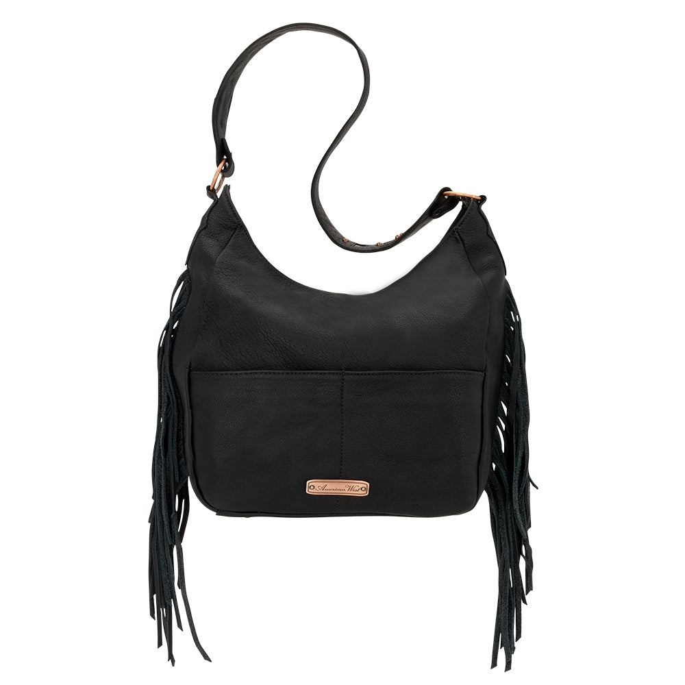 AMERICAN WEST Dream Catcher Slouch Zip Top Shoulder Bag - Black
