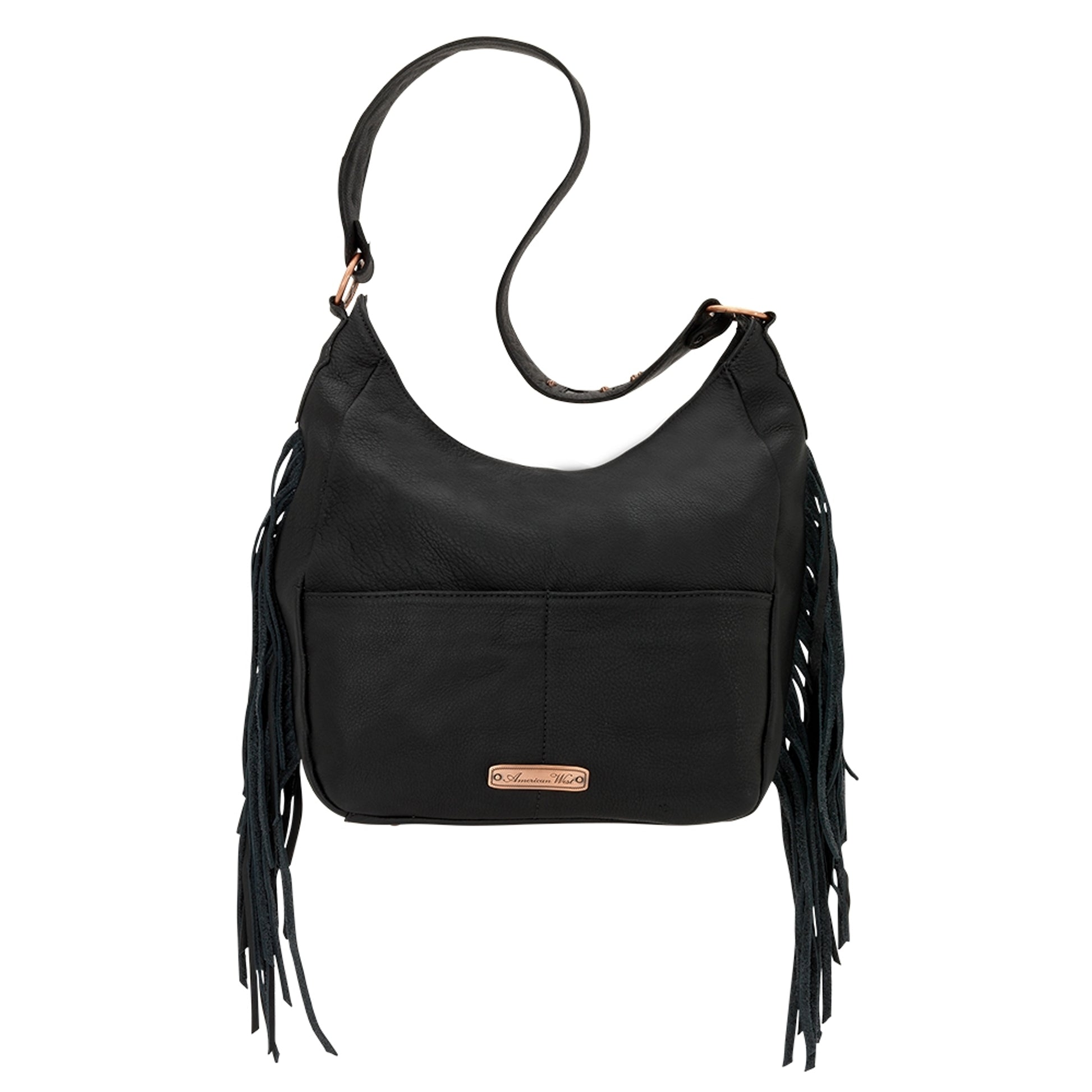 AMERICAN WEST Dream Catcher Slouch Zip Top Shoulder Bag - Black