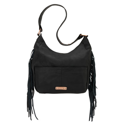 AMERICAN WEST Dream Catcher Slouch Zip Top Shoulder Bag - Black