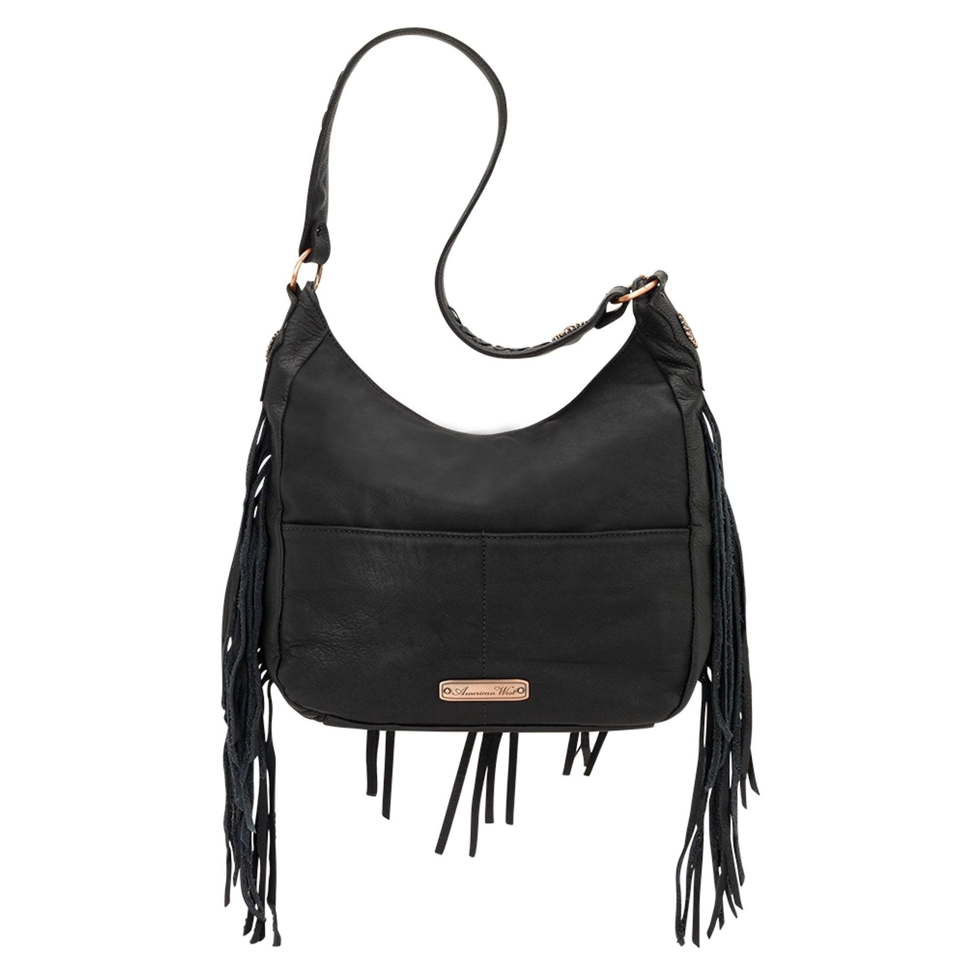 AMERICAN WEST Dream Catcher Slouch Zip Top Shoulder Bag - Black