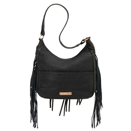 AMERICAN WEST Dream Catcher Slouch Zip Top Shoulder Bag - Black