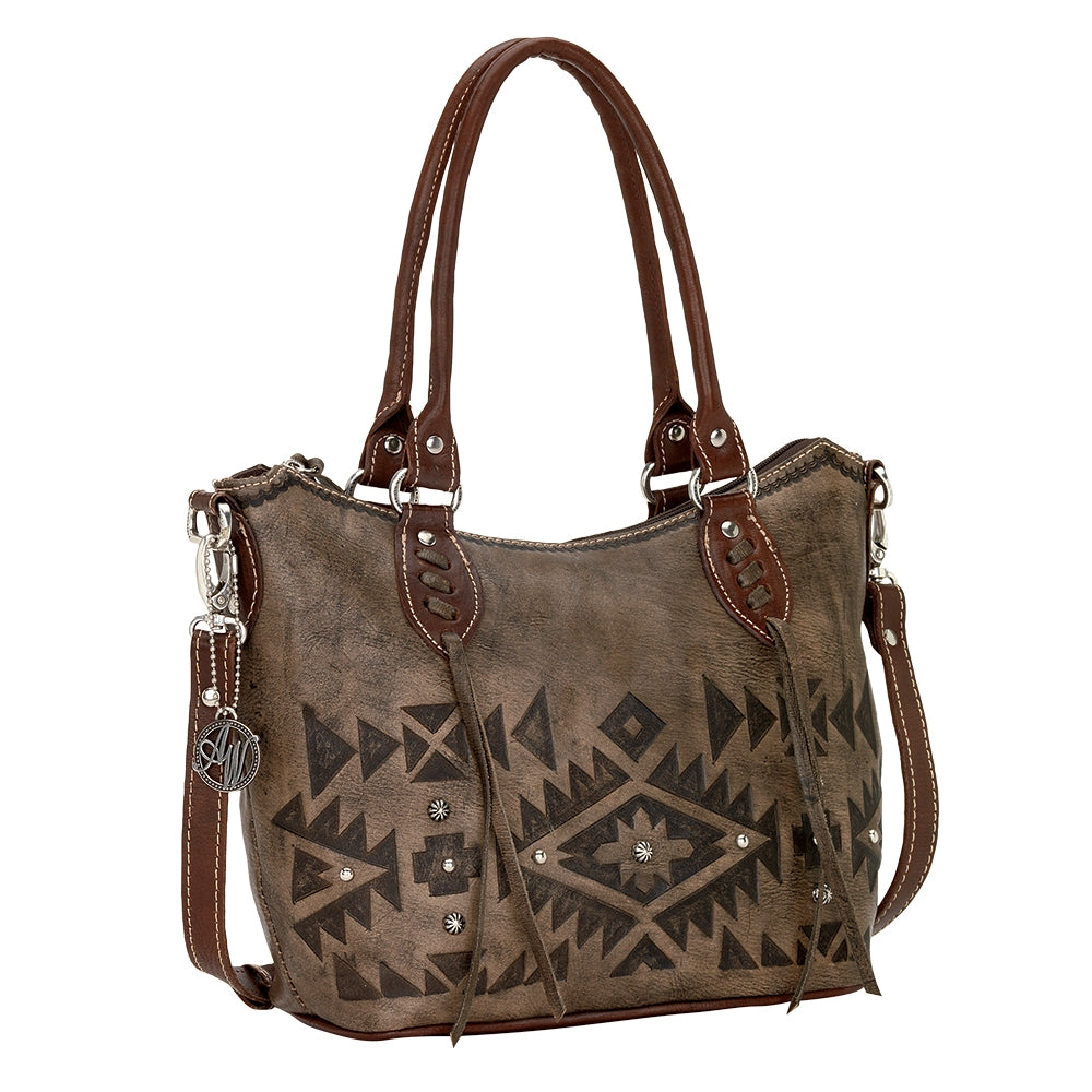 AMERICAN WEST Mystic Shadow Convertible Zip Top Bucket Tote - Charcoal Brown