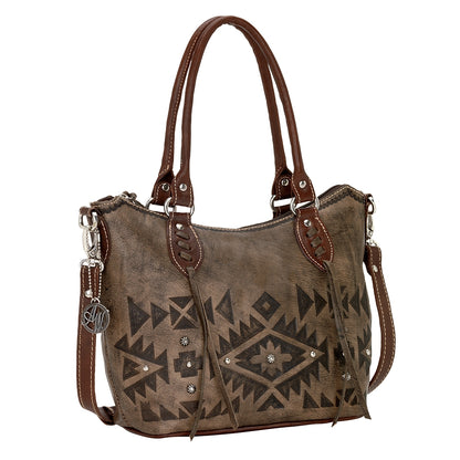 AMERICAN WEST Mystic Shadow Convertible Zip Top Bucket Tote - Charcoal Brown