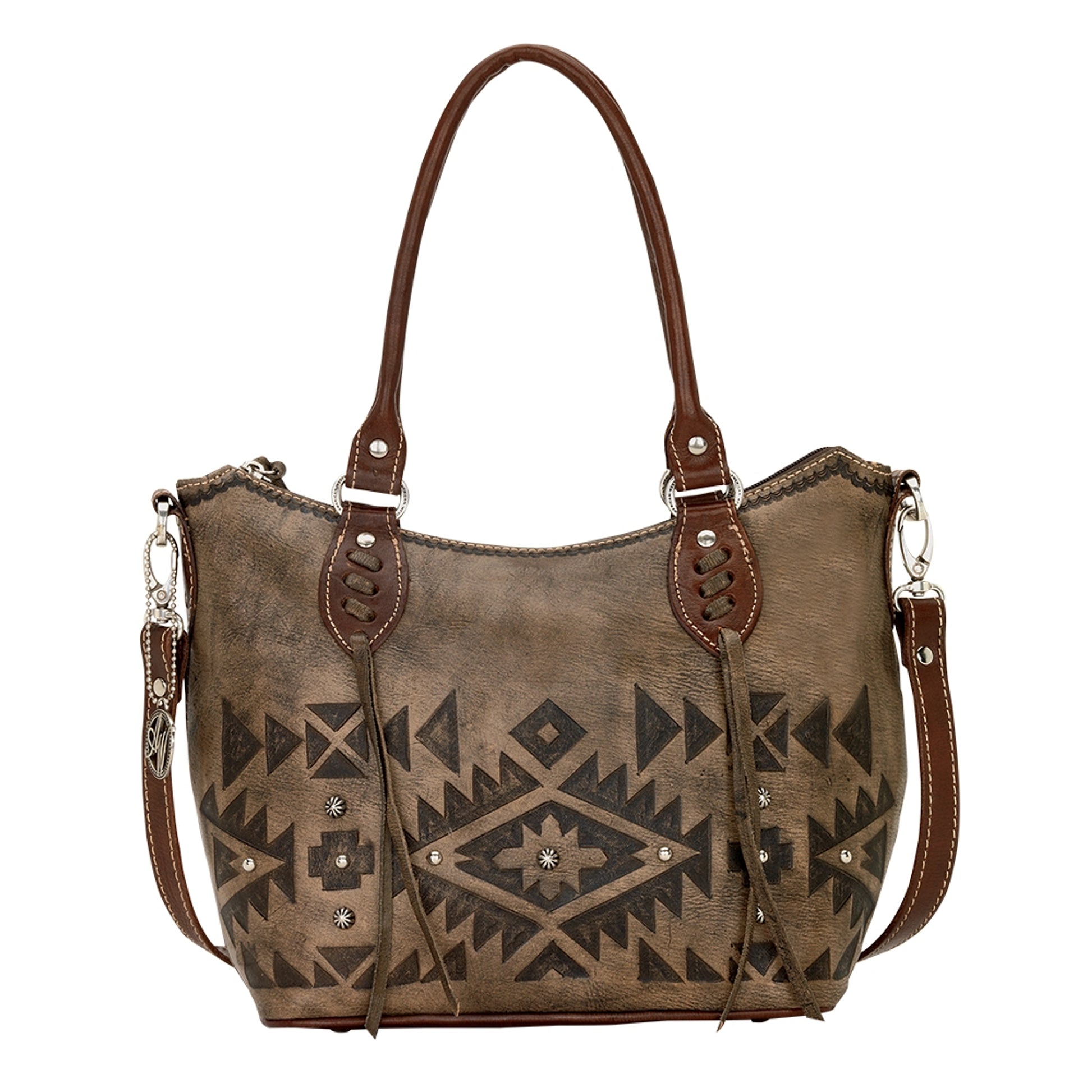 AMERICAN WEST Mystic Shadow Convertible Zip Top Bucket Tote - Charcoal Brown