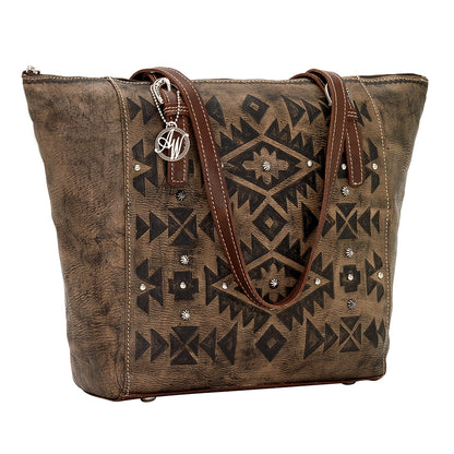 AMERICAN WEST Mystic Shadow Zip Top Bucket Tote - Tan