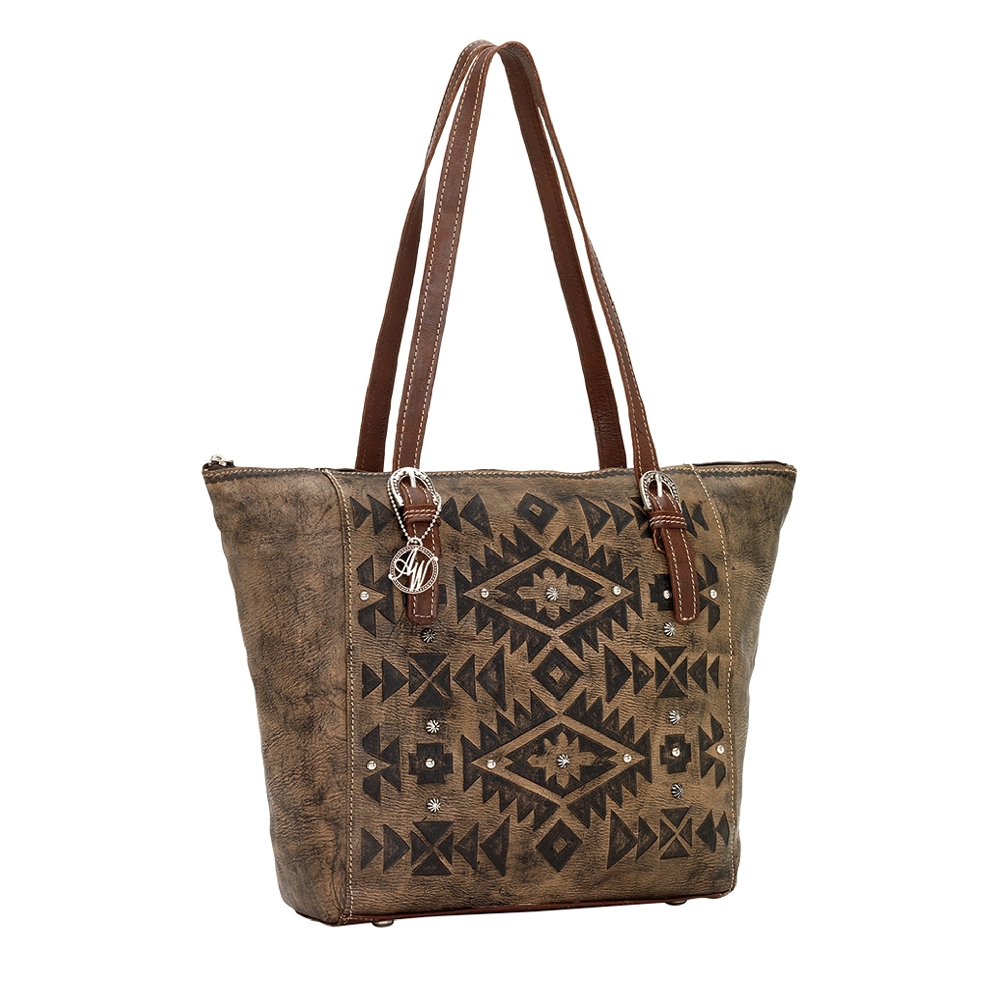 AMERICAN WEST Mystic Shadow Zip Top Bucket Tote - Tan