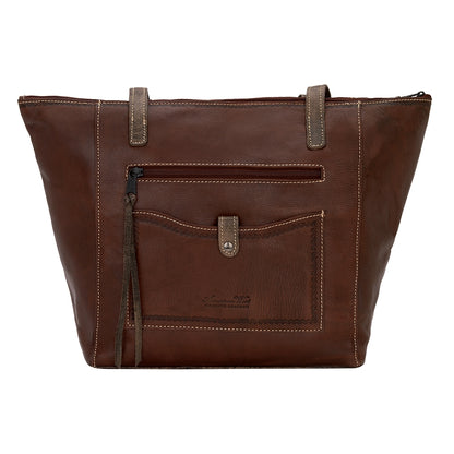 AMERICAN WEST Mystic Shadow Zip Top Bucket Tote - Tan