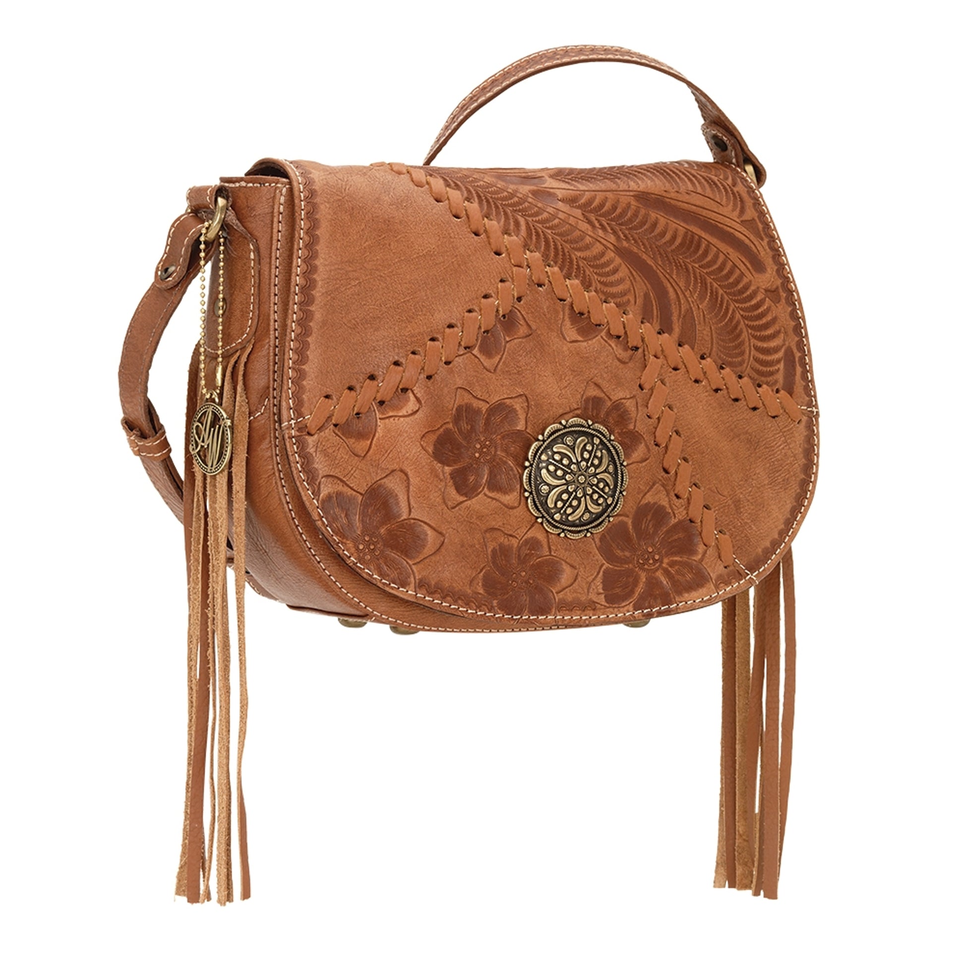 AMERICAN WEST Soho Groove Saddle Flap Crossbody Bag - Tan