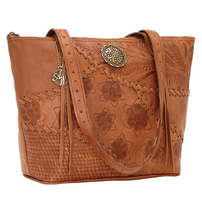 AMERICAN WEST Soho Groove Zip Top Bucket Tote - Tan