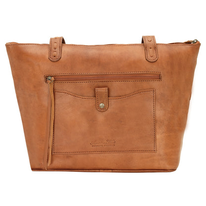 AMERICAN WEST Soho Groove Zip Top Bucket Tote - Tan
