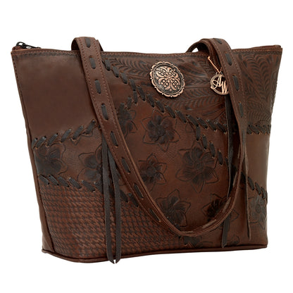 AMERICAN WEST Soho Groove Zip Top Bucket Tote - Tan