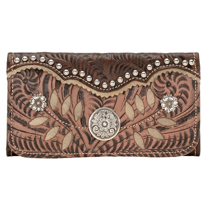 AMERICAN WEST Woodland Bloom Tri-Fold Wallet - Chestnut Brown