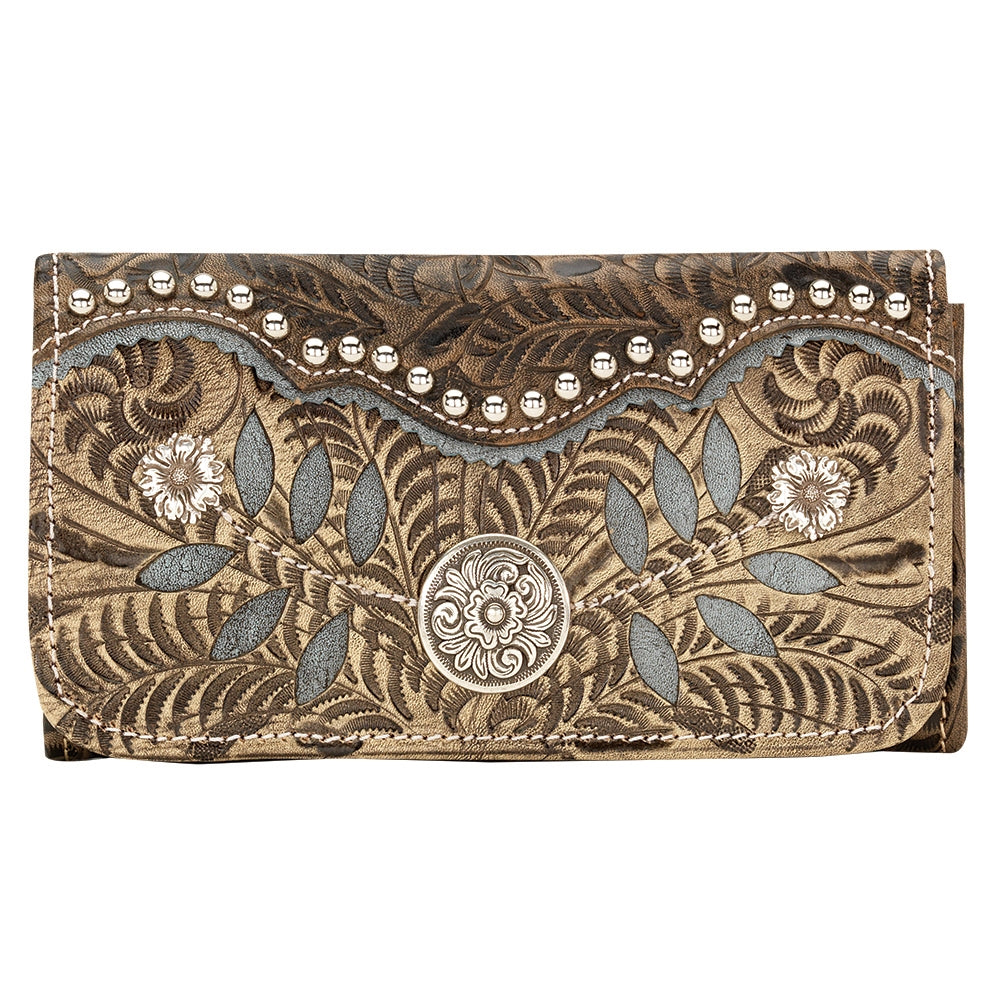 AMERICAN WEST Woodland Bloom Tri-Fold Wallet - Chestnut Brown