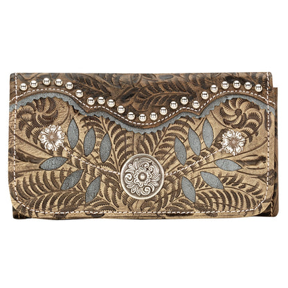 AMERICAN WEST Woodland Bloom Tri-Fold Wallet - Chestnut Brown