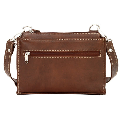 AMERICAN WEST Woodland Bloom Small Crossbody Bag/Wallet - Chestnut Brown