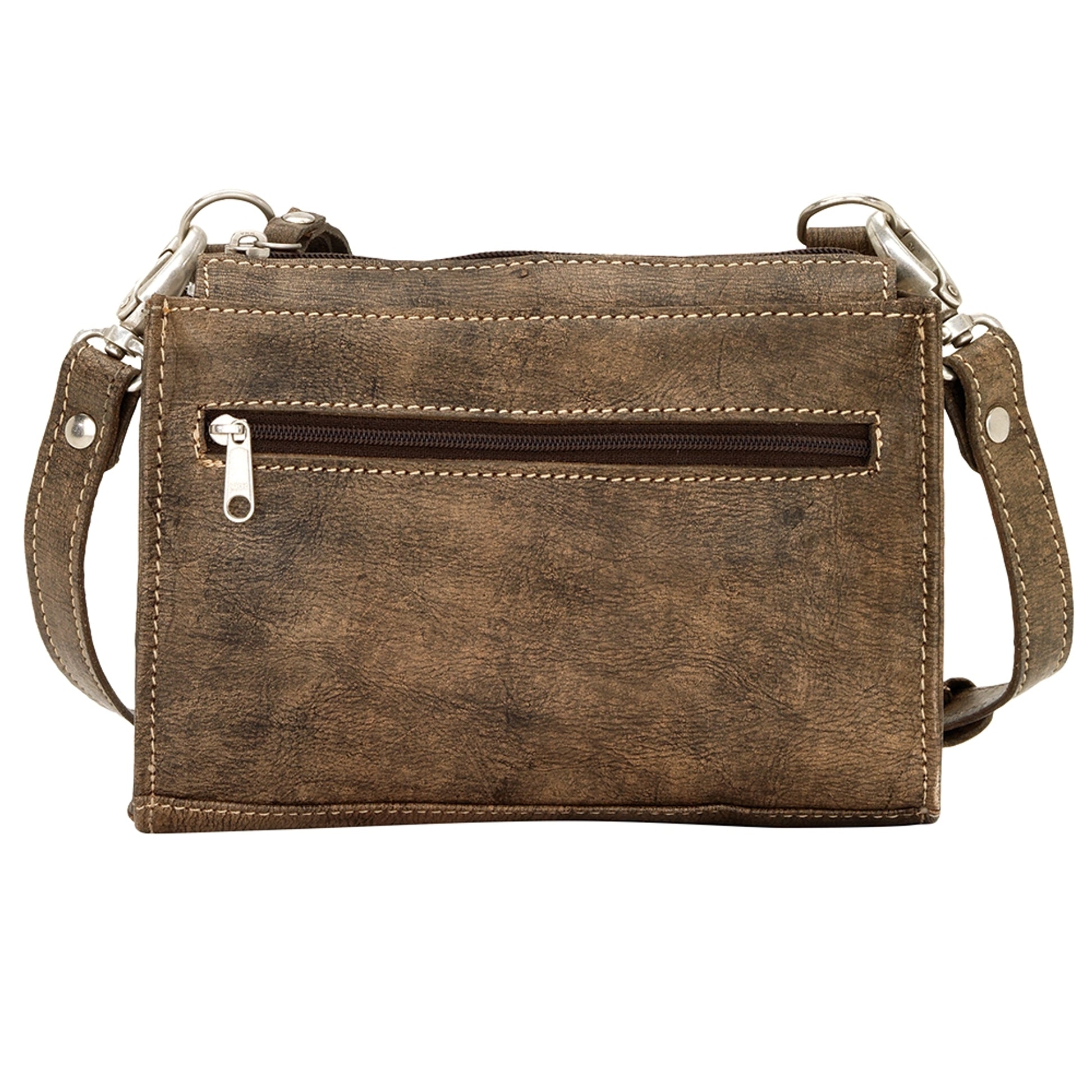 AMERICAN WEST Woodland Bloom Small Crossbody Bag/Wallet - Chestnut Brown