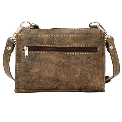 AMERICAN WEST Woodland Bloom Small Crossbody Bag/Wallet - Chestnut Brown