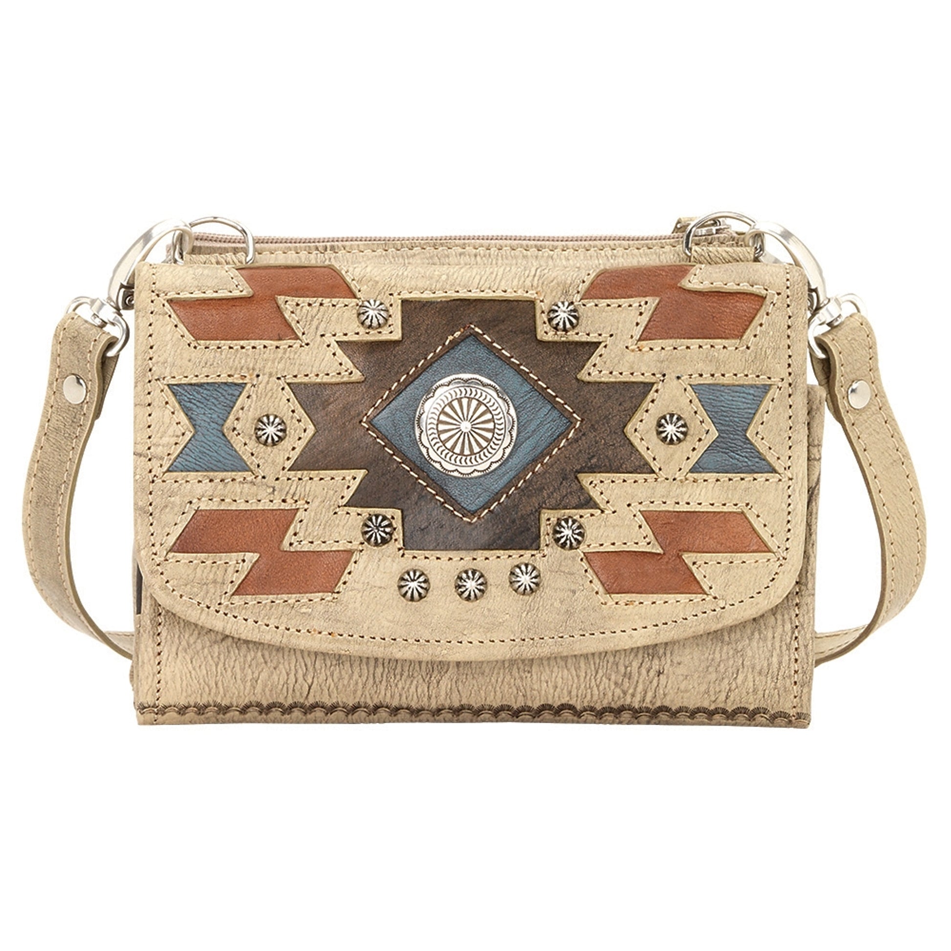 AMERICAN WEST Zuni Passage Small Crossbody Bag/Wallet - Tan